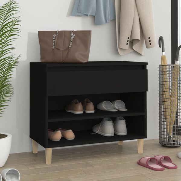 vidaXL Mueble zapatero madera contrachapada negro 70x36x60 cm
