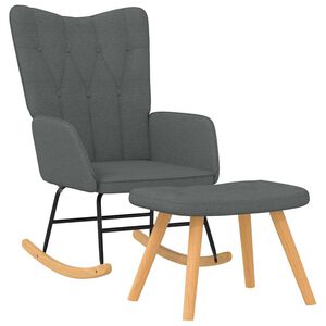 vidaXL Silla mecedora con reposapi&eacute;s tela gris oscuro