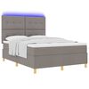 vidaXL Cama Box Spring LED con colch&oacute;n Taup&eacute; 160 x 200 cm tela