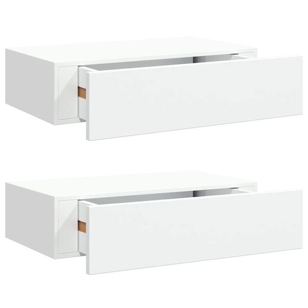vidaXL Estantes de pared con caj&oacute;n 2 uds MDF blanco 40x23,5x10 cm