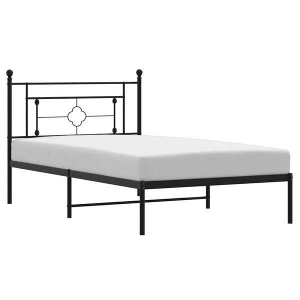 vidaXL Estructura cama sin colch&oacute;n con cabecero metal negro 107x203 cm