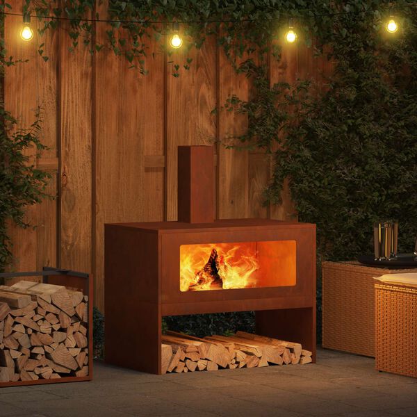 vidaXL Hoguera Marr&oacute;n 80 x 50 x 96 cm Acero autopatinable