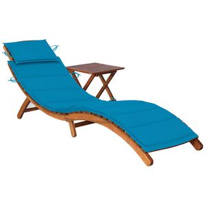 vidaXL Tumbona de jard&iacute;n con mesa y coj&iacute;n madera maciza de acacia