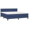 vidaXL Cama box spring con colch&oacute;n tela azul 180x200 cm