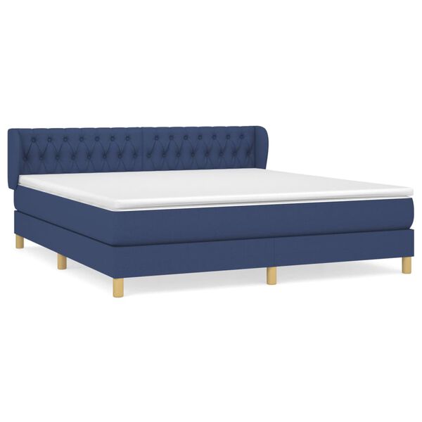 vidaXL Cama box spring con colch&oacute;n tela azul 180x200 cm