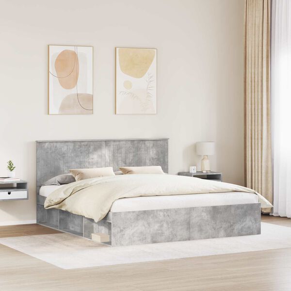 vidaXL Estructura de cama Concreto 180 x 200 cm Madera de pino macizo