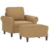 vidaXL Sill&oacute;n con taburete terciopelo marr&oacute;n 60 cm