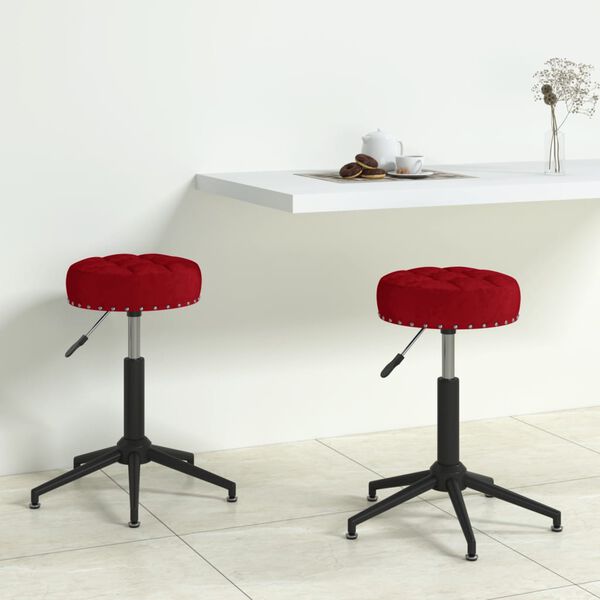 vidaXL Sillas de comedor giratorias 2 uds terciopelo rojo vino tinto