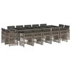 vidaXL Set comedor de jard&iacute;n con cojines 15 pzas rat&aacute;n sint&eacute;tico gris