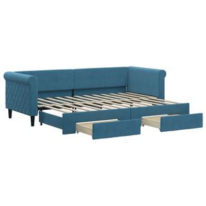 vidaXL Sof&aacute; cama nido con cajones terciopelo azul 80x200 cm