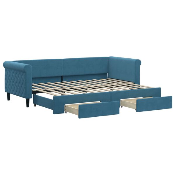 vidaXL Sof&aacute; cama nido con cajones terciopelo azul 80x200 cm