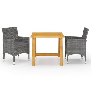 vidaXL Juego de comedor de jard&iacute;n de 3 piezas gris