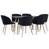 vidaXL Juego de comedor 7 piezas tela negro
