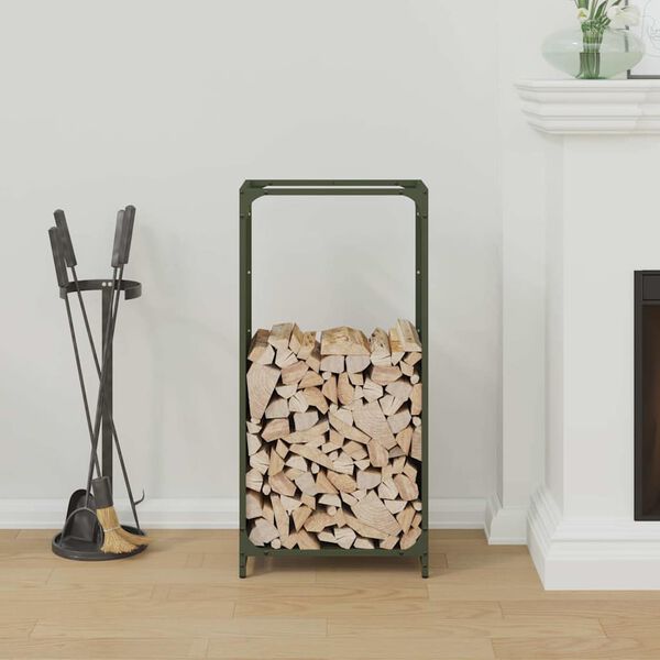 vidaXL Le&ntilde;ero verde oliva 44x28x90 cm Acero laminado en fr&iacute;o