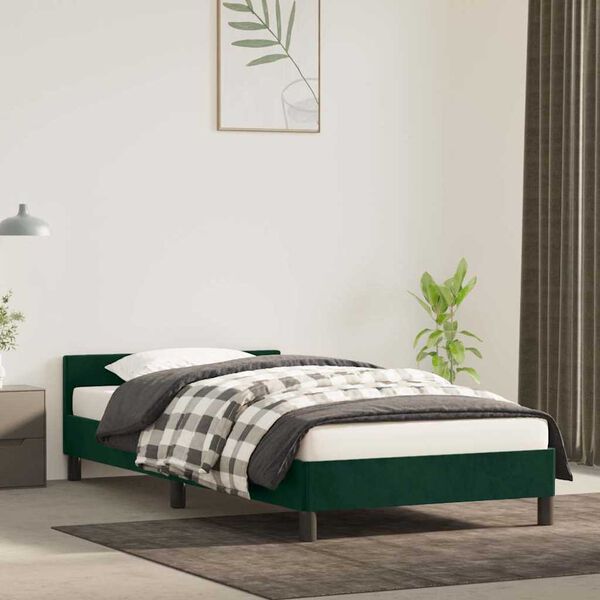 vidaXL Estructura cama sin colch&oacute;n terciopelo verde oscuro 100x200 cm