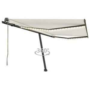 vidaXL Toldo autom&aacute;tico con LED sensor de viento crema 400x300 cm
