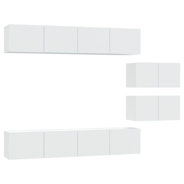 vidaXL Set de muebles para TV 6 piezas madera contrachapada blanco