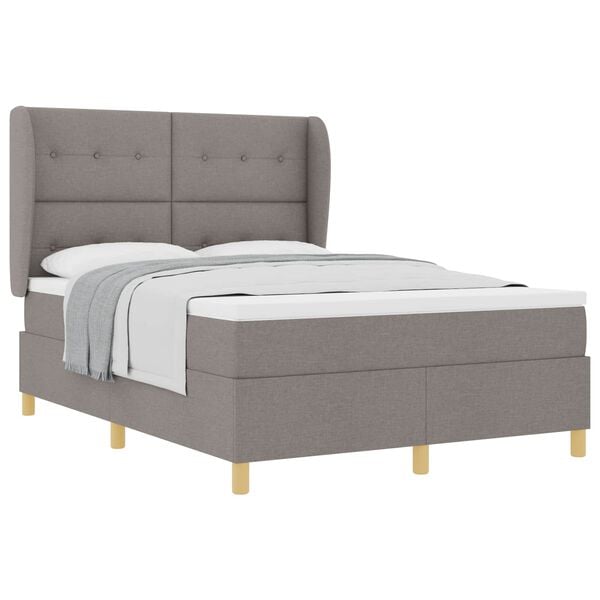 vidaXL Cama con Somier y Colch&oacute;n Gris Oscuro 90x190 cm de Tela Taup&eacute;