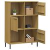 vidaXL Librer&iacute;a patas de metal OSLO madera maciza marr&oacute;n 90x35x128,5cm
