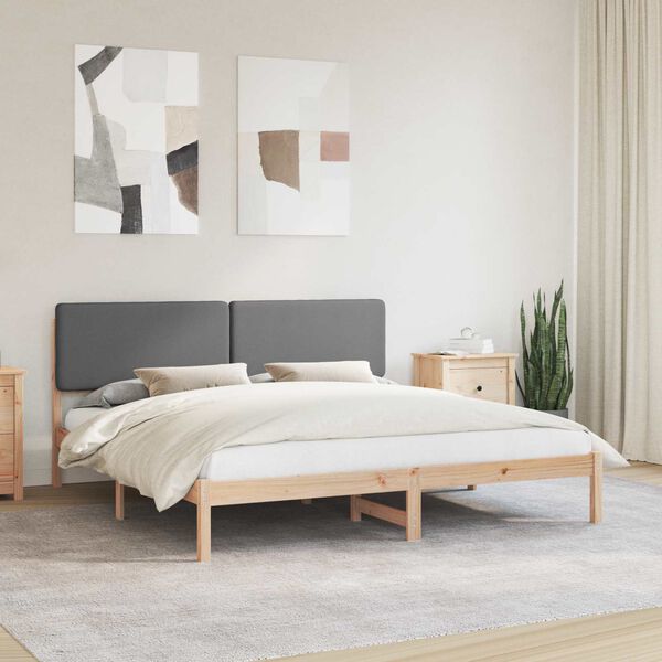 vidaXL Estructura de Cama con Cabecera Tapizada Gris oscuro