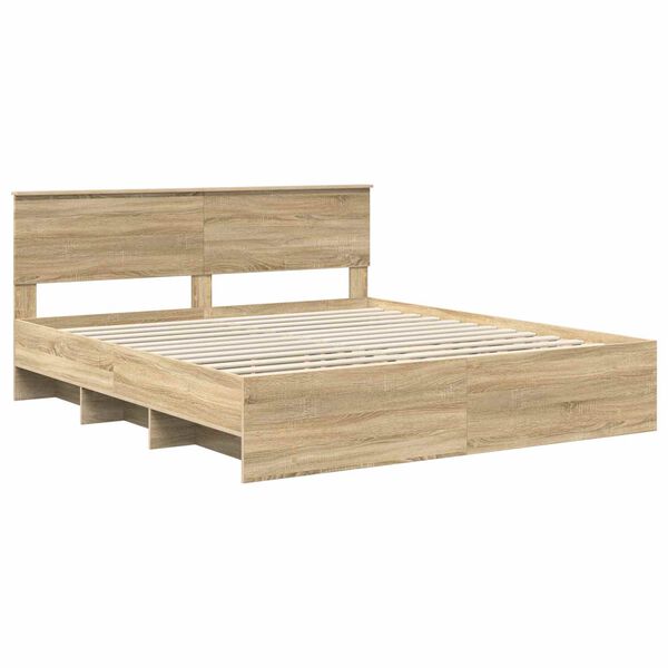 vidaXL Estructura de cama con cabecera Roble Sonoma 180 x 200 cm