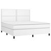 vidaXL Cama box spring colch&oacute;n y LED cuero sint&eacute;tico blanco 180x200 cm