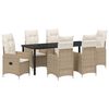 vidaXL Conjunto de Comedor de Jard&iacute;n 7 uds. Beige rat&aacute;n sint&eacute;tico