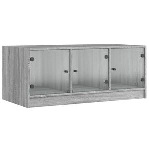 vidaXL Mesa de centro con puertas de vidrio gris Sonoma 102x50x42 cm