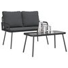 vidaXL Conjunto de Comedor de Jard&iacute;n 2 pcs Negro rat&aacute;n sint&eacute;tico