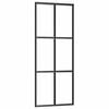 vidaXL Puerta corredera ESG vidrio y aluminio negra 76x205 cm