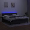 vidaXL Cama box spring colch&oacute;n y luces LED tela negro 160x200 cm