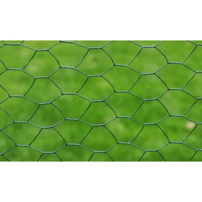 vidaXL Malla alambre hexagonal acero galvanizado verde oscuro 1x25 m