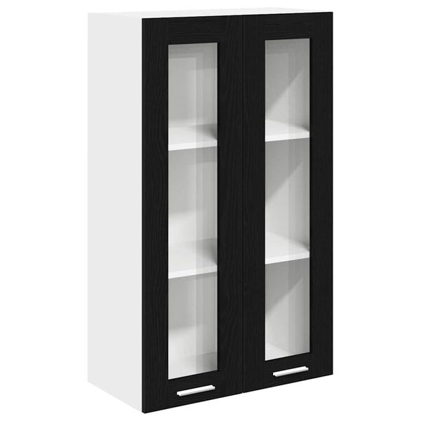 vidaXL Mueble colgante con puerta Riga Roble Negro 60 x 31 x 100 cm