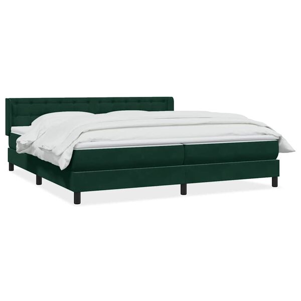 vidaXL Cama box spring con colch&oacute;n terciopelo verde oscuro 180x220 cm