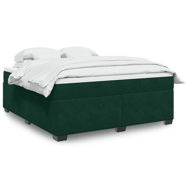 vidaXL Cama box spring con colch&oacute;n terciopelo verde oscuro 180x200 cm
