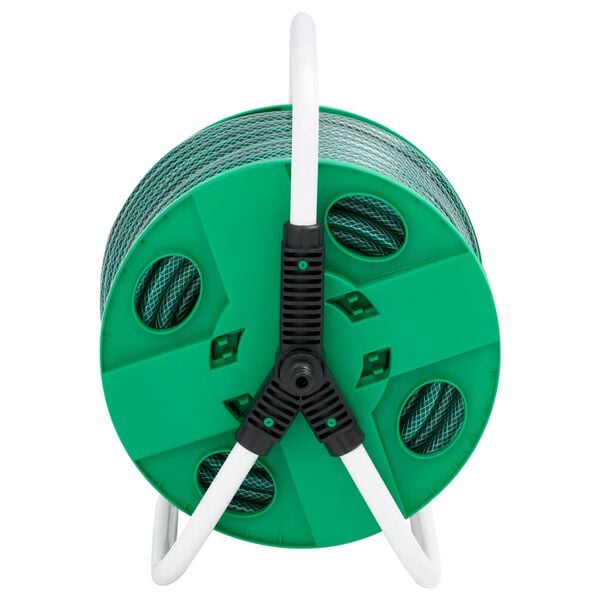 vidaXL Carrete de rollo para manguera de pie PVC verde 50 m