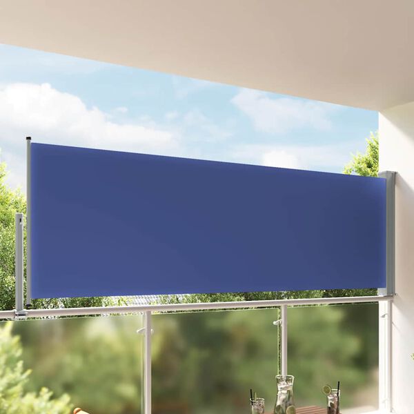 vidaXL Toldo lateral retr&aacute;ctil de jard&iacute;n azul 120x300 cm
