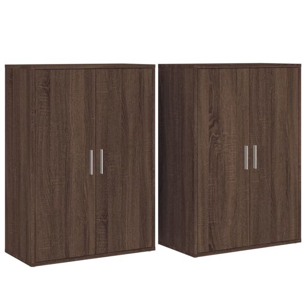 vidaXL Aparadores 2 uds madera de ingenier&iacute;a marr&oacute;n roble 60x31x84 cm