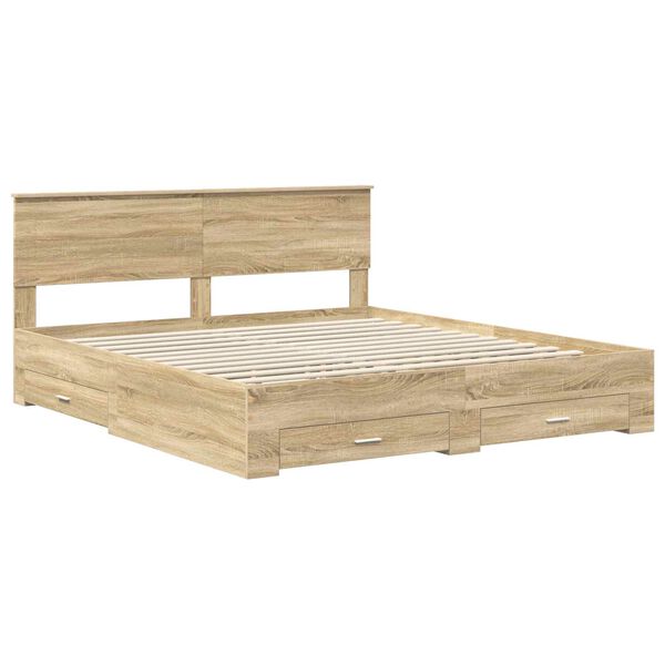 vidaXL Estructura de cama con cabecera Roble Sonoma 180 x 200 cm