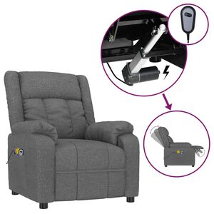 vidaXL Sill&oacute;n de masaje el&eacute;ctrico tela gris oscuro