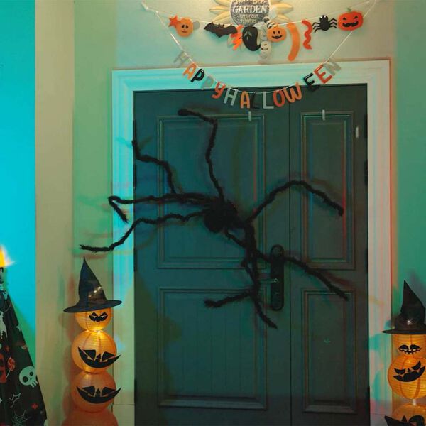 vidaXL Decoraci&oacute;n de Ara&ntilde;a de Halloween 3 pcs Negro 200 cm