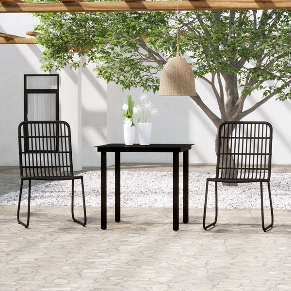 vidaXL Juego de comedor para jardín 3 piezas negro