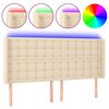 vidaXL Cabecero con LED de tela color crema 163x16x118/128 cm