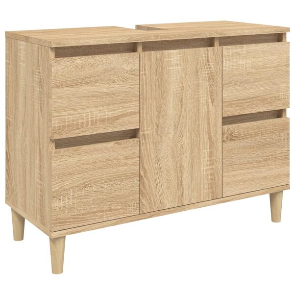 vidaXL Armario de lavabo madera contrachapada roble Sonoma 80x33x60 cm