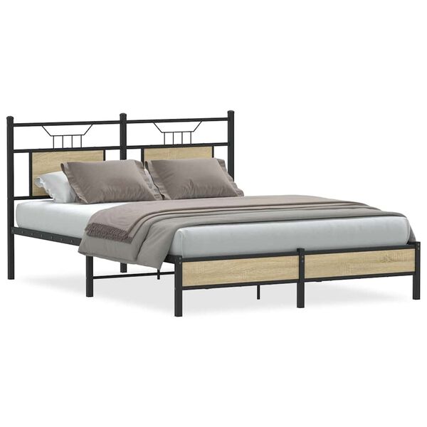 vidaXL Estructura de cama sin colchón madera roble Sonoma 137x190 cm