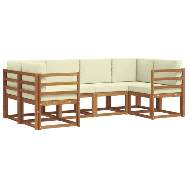 vidaXL Conjunto de sof&aacute;s de exterior con coj&iacute;n 6 pcs Natural y Crema
