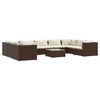 vidaXL Set muebles de jard&iacute;n 10 pzas y cojines rat&aacute;n sint&eacute;tico marr&oacute;n