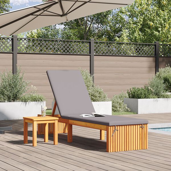 vidaXL Tumbona Marrón 200 x 55 x 94cm Madera maciza de Acacia