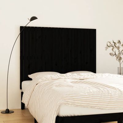 vidaXL Cabecero de cama pared madera maciza pino negro 146,5x3x110 cm