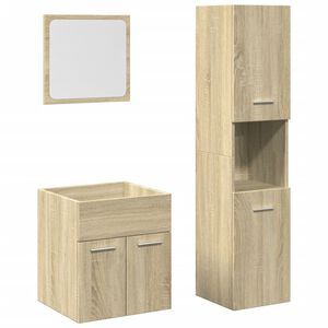 vidaXL Set de muebles de ba&ntilde;o 3 pzas madera contrachapada roble Sonoma